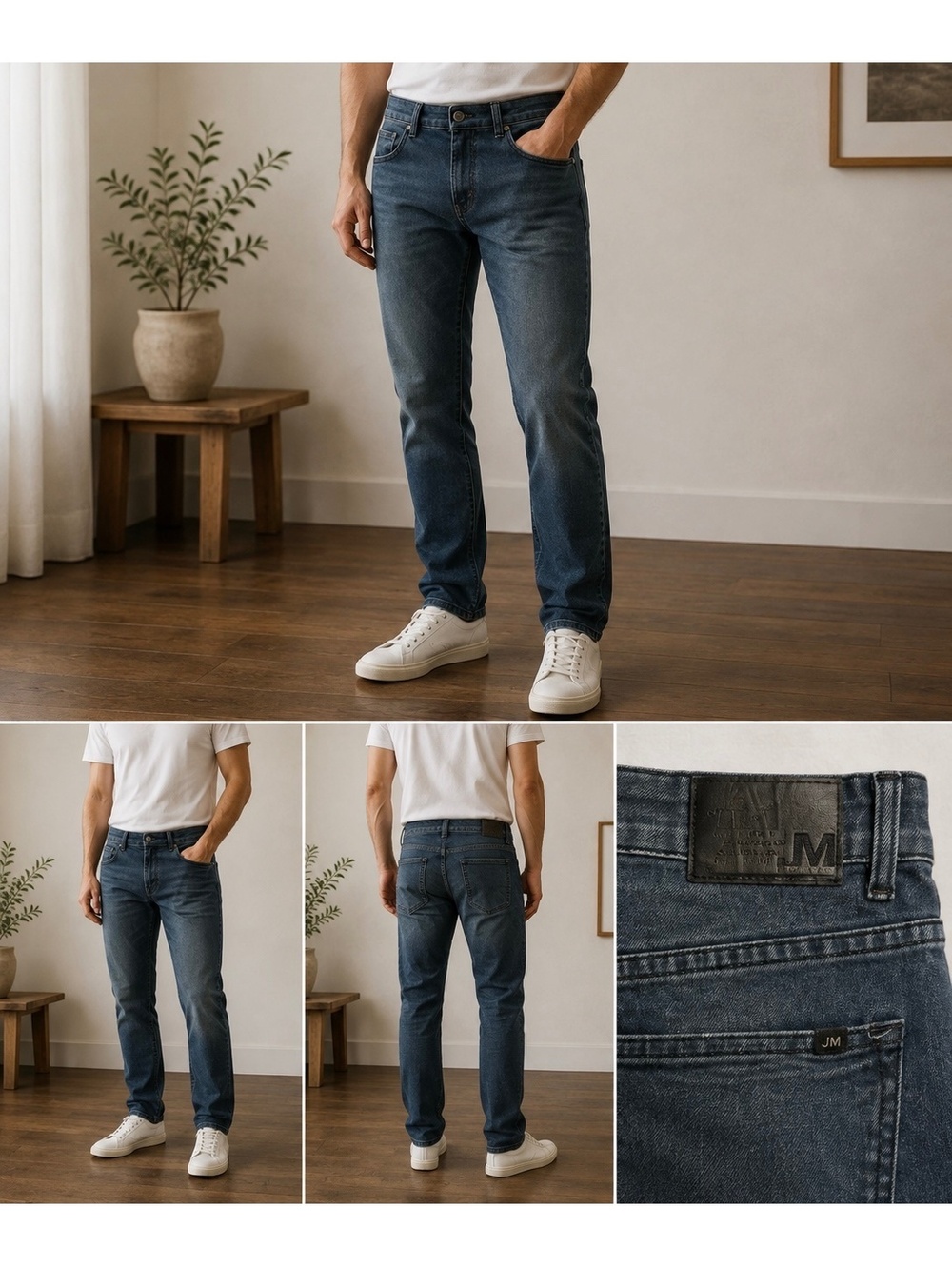 Jonathan Martin Men's Dark Blue Straight Fit Jeans Size 38x30